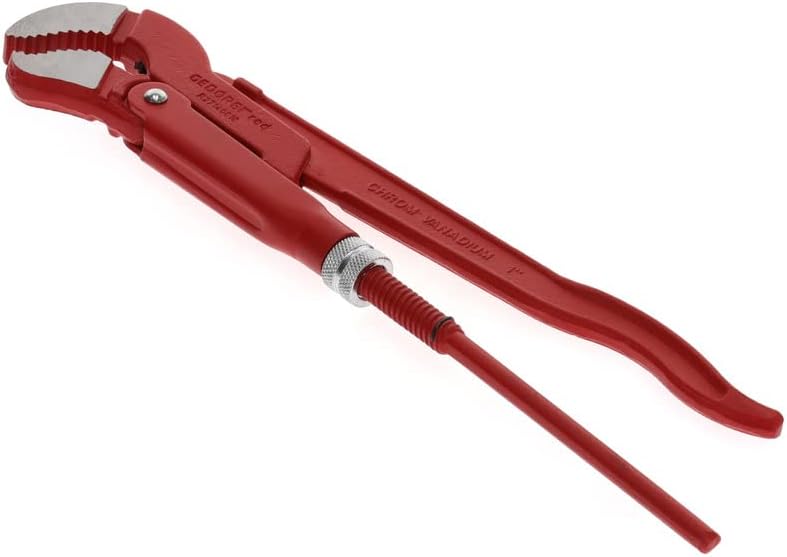 GEDORE red 45degree abgewinkelte Eck-Rohrzange, Spannweite 40 mm/1 Zoll, S-Maul, massiv, Zahnung ver