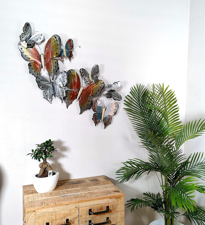 Metall Wand-Bild Schmetterlinge bunt 60 x 105cm Deko-Skulptur Wanddeko Metallbild, Schmetterlinge bu