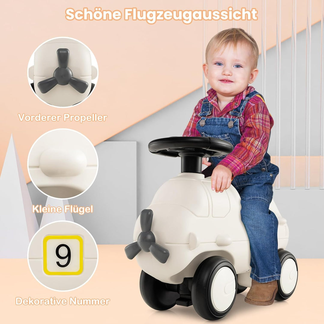 COSTWAY Rutschauto, Rutscherfahrzeug in Flugzeug Optik, Rutscher Auto mit niedlichem Propeller, für