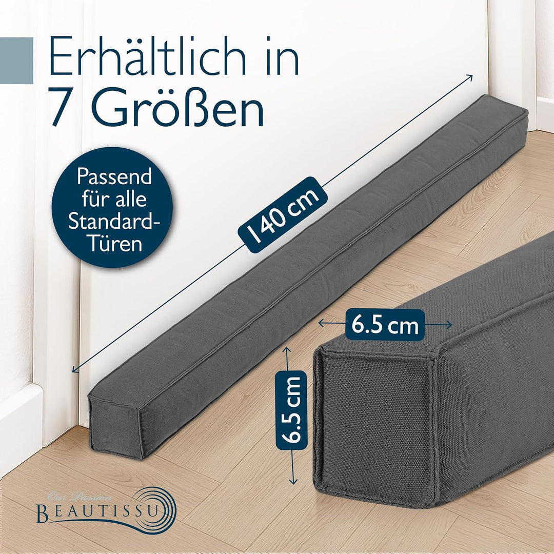 Beautissu 2er Set Zugluftstopper für Türen 140cm – Wärmeschutz & Kälteschutz Türluftstopper Anthrazi