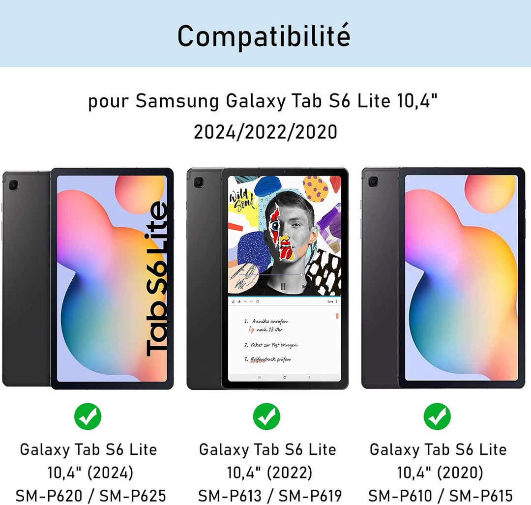 Tastaturhülle für Samsung Galaxy Tab S6 Lite 10,4 Zoll 2024/2022/2020, französisches AZERTY, magneti