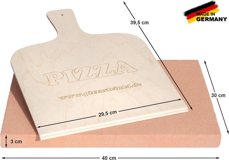 PIZZASTEIN - BROTBACKSTEIN Set, extra dicker lebensmittelechter Schamottestein eckig 40 x 30 x 3 cm