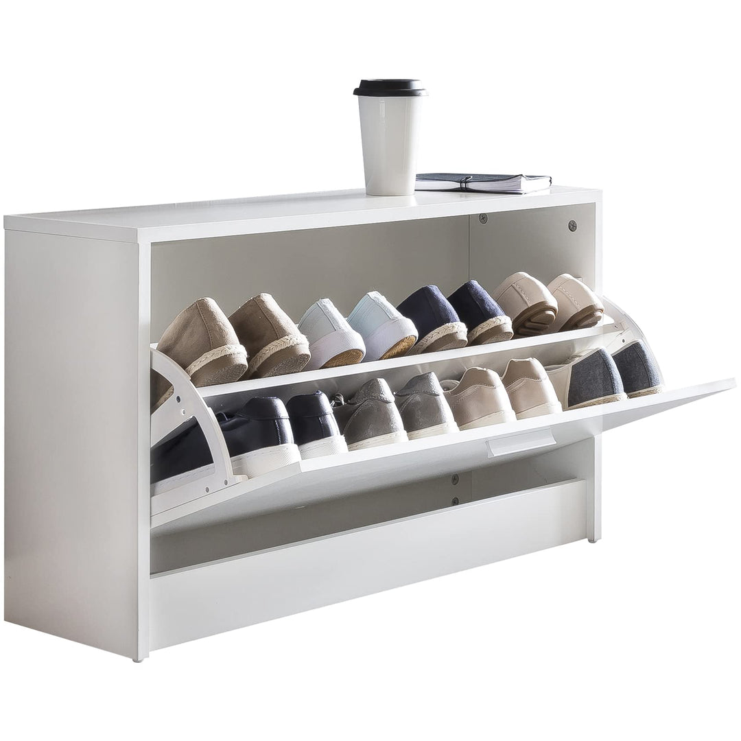 Wohnling Schuhbank Split mit Sitzfläche Weiss Schuhkipper Holz 80 x 47 x 24 cm, Flurbank klein gesch