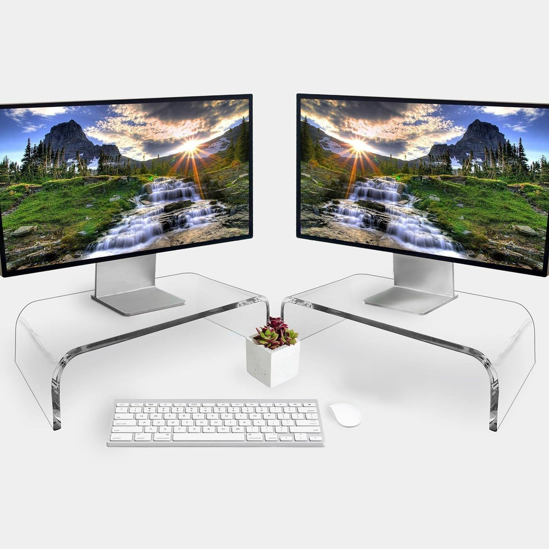 Windfromort Acryl Monitorständer - Bildschirmerhöhung aus Acryl - Transparenter Schreibtisch-Monitor