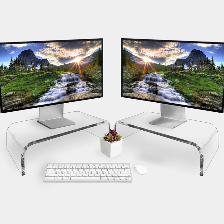 Windfromort Acryl Monitorständer - Bildschirmerhöhung aus Acryl - Transparenter Schreibtisch-Monitor