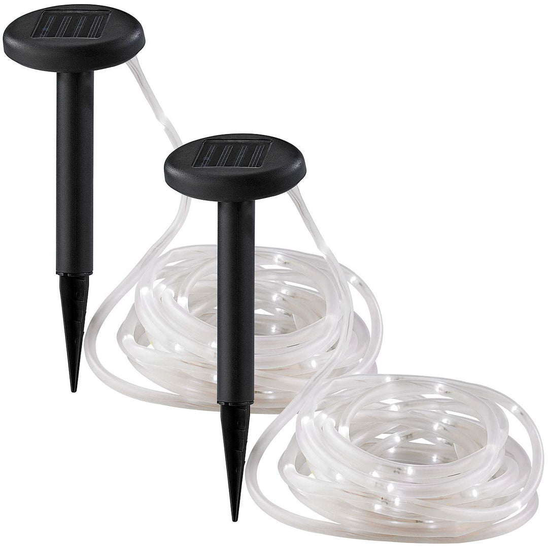 Lunartec Solar Schlauch: 2er-Set Solar-Lichtschläuche mit je 50 weissen LEDs, je 5 m (Lichtschlauch