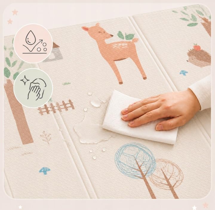 XL Krabbelmatte 180x200 cm Faltbar Beidseitig – Baby Spielmatte aus XPE Schaumstoff Wasserdicht Ruts