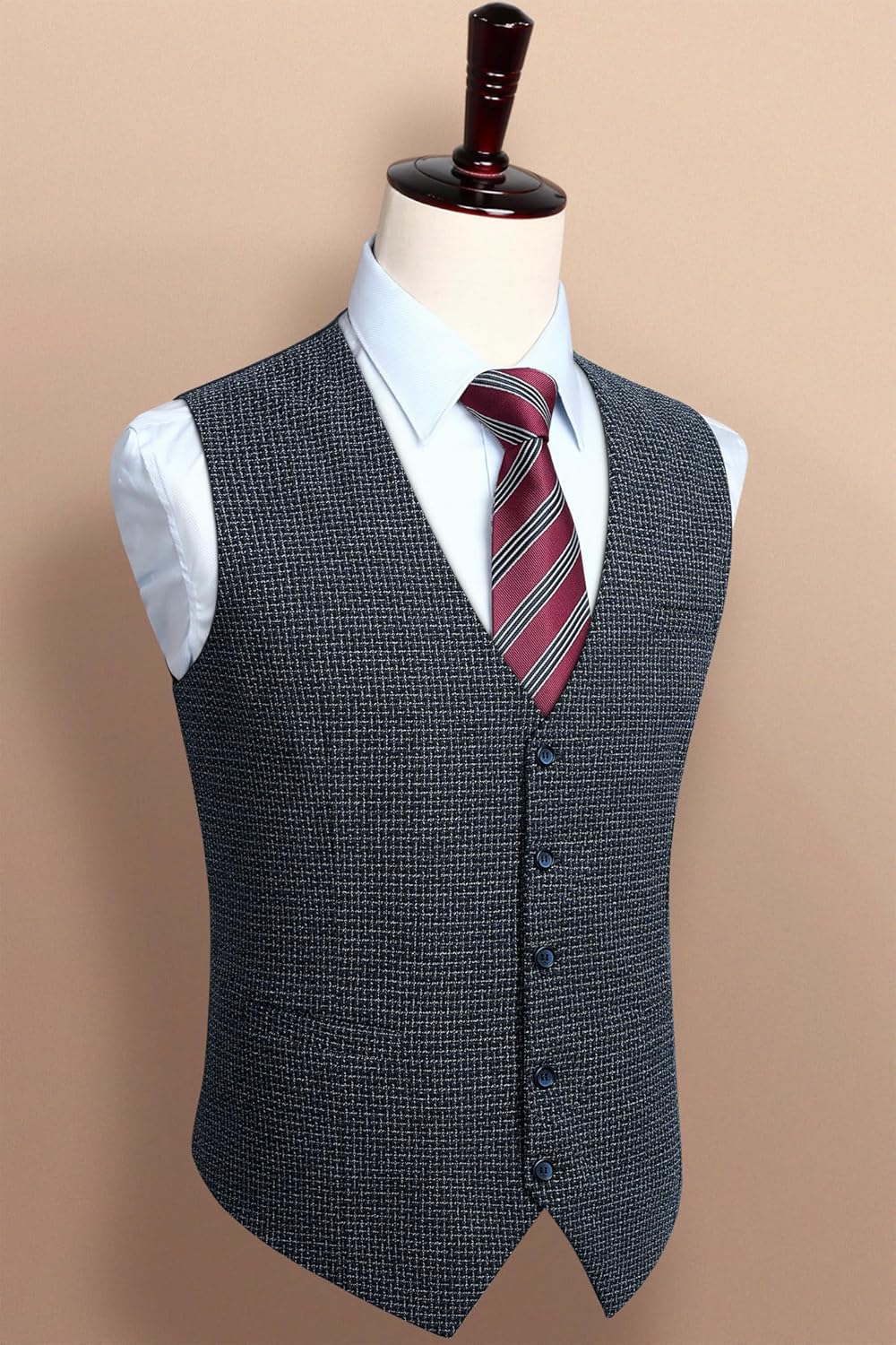 HISDERN Herren Anzugweste Formale Hochzeit Klassische Retro Baumwolle V-Ausschnitt Einfarbige Elegan