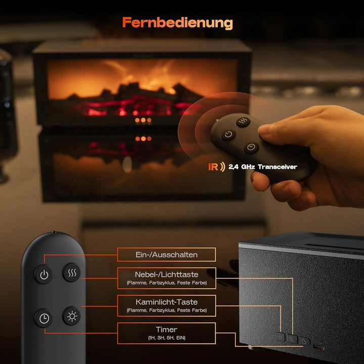 Aroma Diffuser für Ätherische Öle - Kamin Diffusor mit Dynamischem Flammeneffekt, Automatische Farbw
