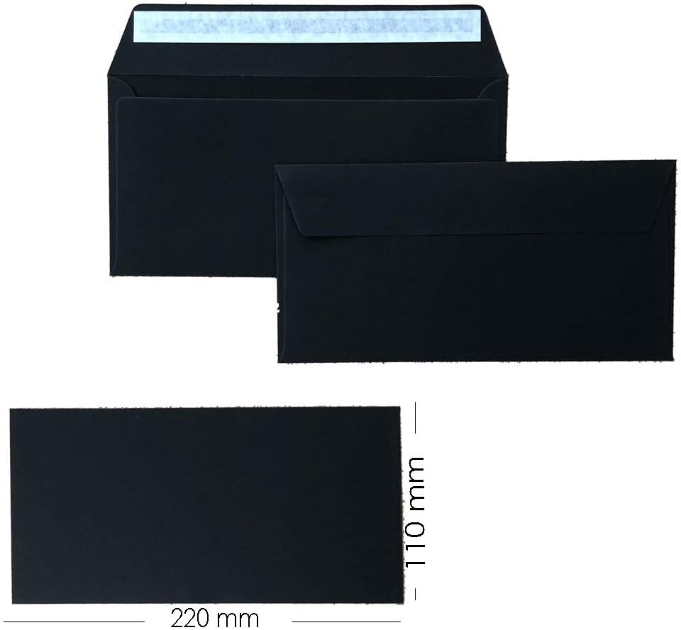 Paper24 DIN lang Briefumschläge, 110x220mm, 120g, gerade Lasche mit Haftklebung, ideal für Geburtsta