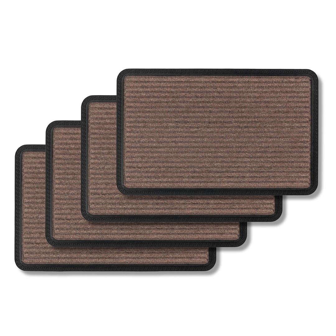 Astra Fussmatte Aussen &amp; Innen - Braun Linien 40 x 60 cm 4er Set (Rechteckig) | Robuste Gummi Sauber