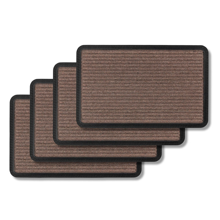 Astra Fussmatte Aussen &amp; Innen - Braun Linien 40 x 60 cm 4er Set (Rechteckig) | Robuste Gummi Sauber
