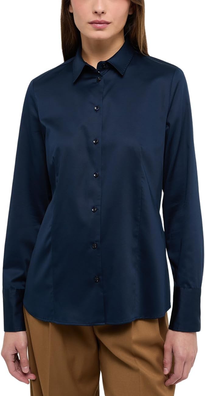 eterna Langarm Bluse Modern Classic Stretch unifarben