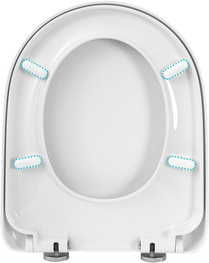 WOLTU Toilettendeckel,WC Sitz mit Absenkautomatik,Klodeckel D-Form weiss Kunststoff, Softclose Antib