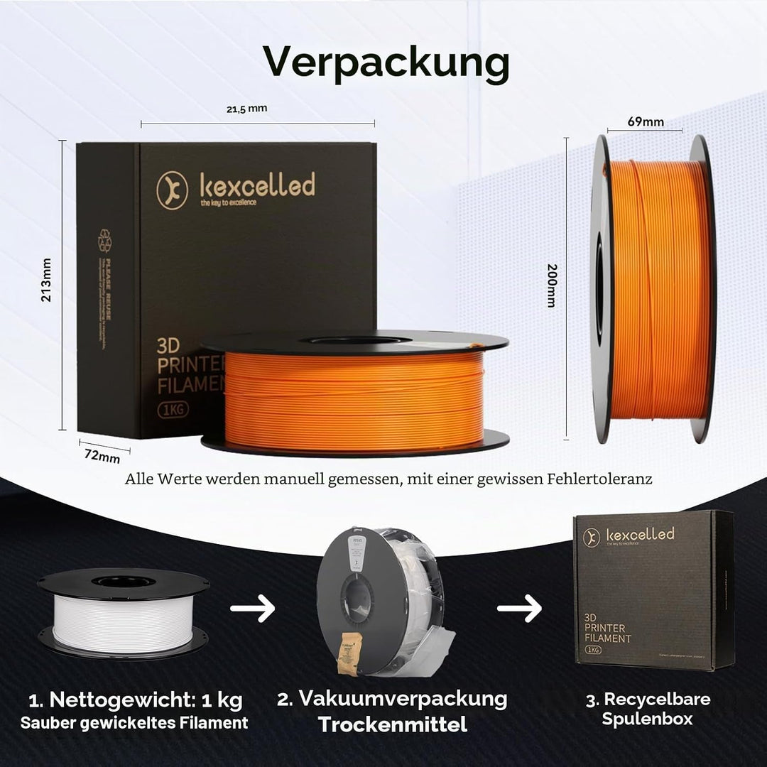 kexcelled PLA Braun Filament 1,75mm Zähigkeit Erhöhen Hochpräzises Lebendige Farben 1kg Spule 3D Dru