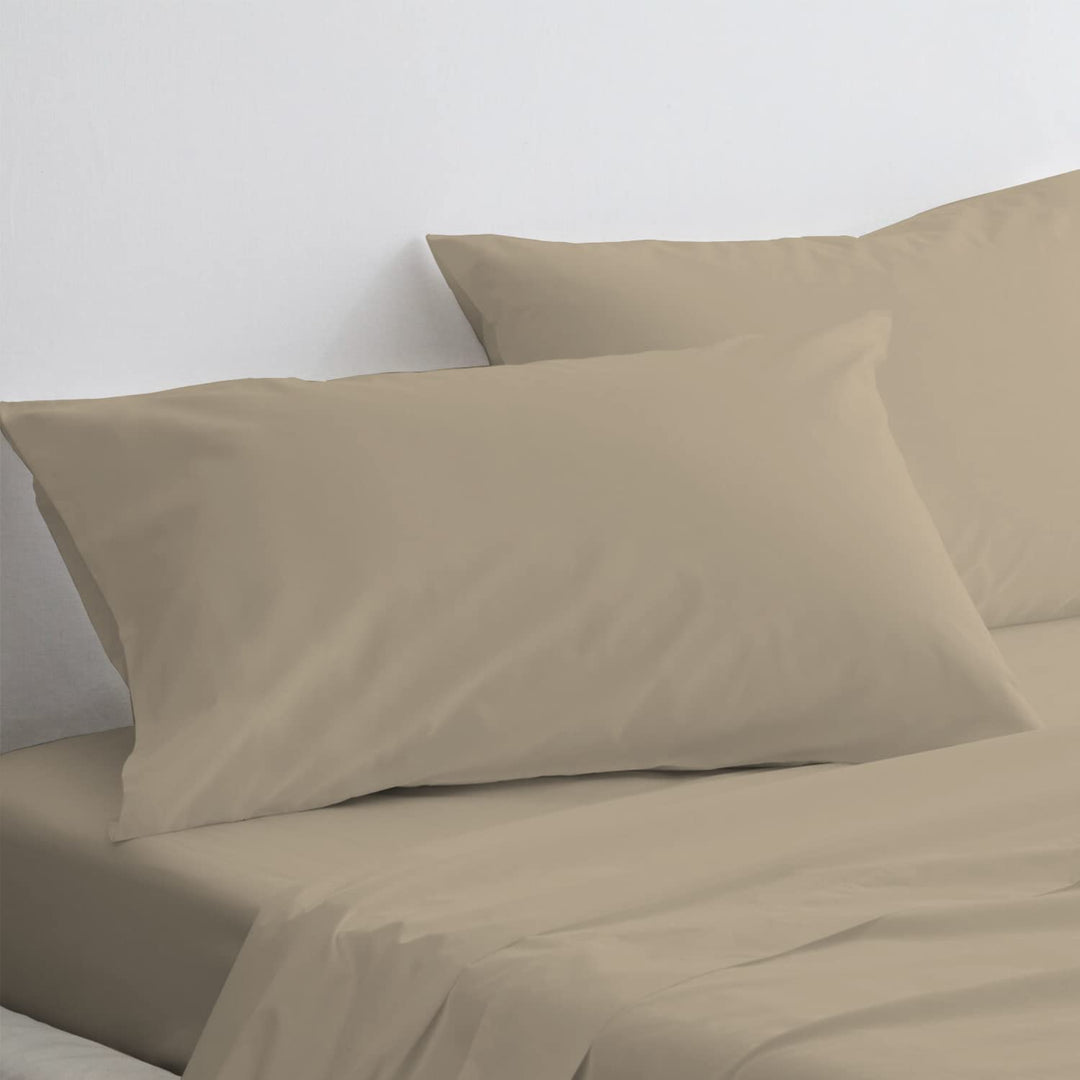 Pizuna Luxuriöser Soft-Satin 2er Pack Kissenbezug 40x80 cm Einfach Taupe, 800 Fadenzahl Baumwolle Qu
