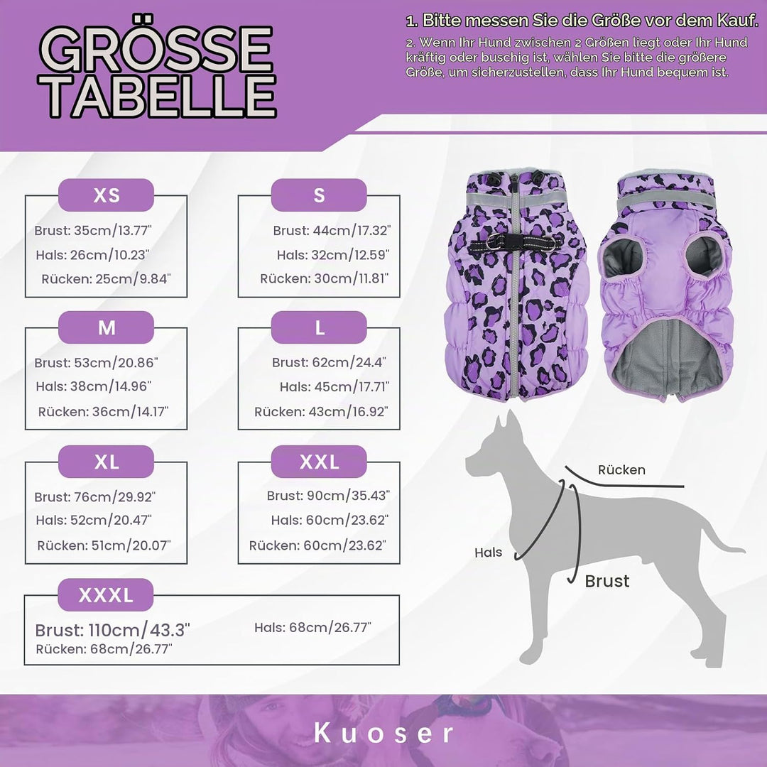 Kuoser Hundemantel Winter für Kleine Hunde Wasserdicht Winddicht, S | Wasserdicht Hundejacke mit Fle