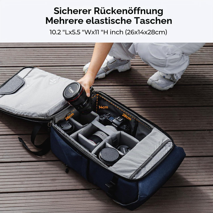 K&amp;F Concept Kamerarucksack Rolltop 20L Fotorucksack Wasserdicht Robuste Rucksack-Stofftaschen aus St