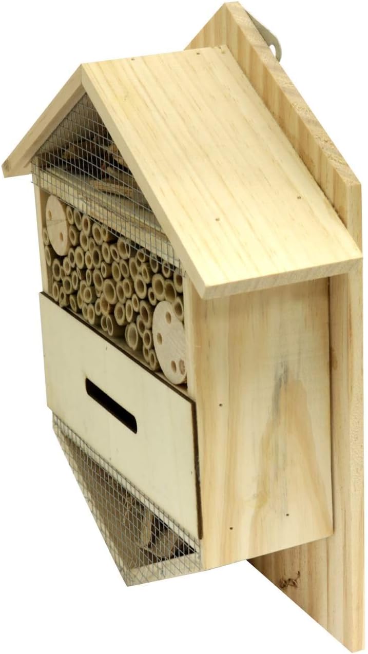 Eifa Insektenhotel Hexagon 4 Kammern Holz/Nistkasten Natur 29 x 33 cm verstärkt Insektenhaus aus Hol