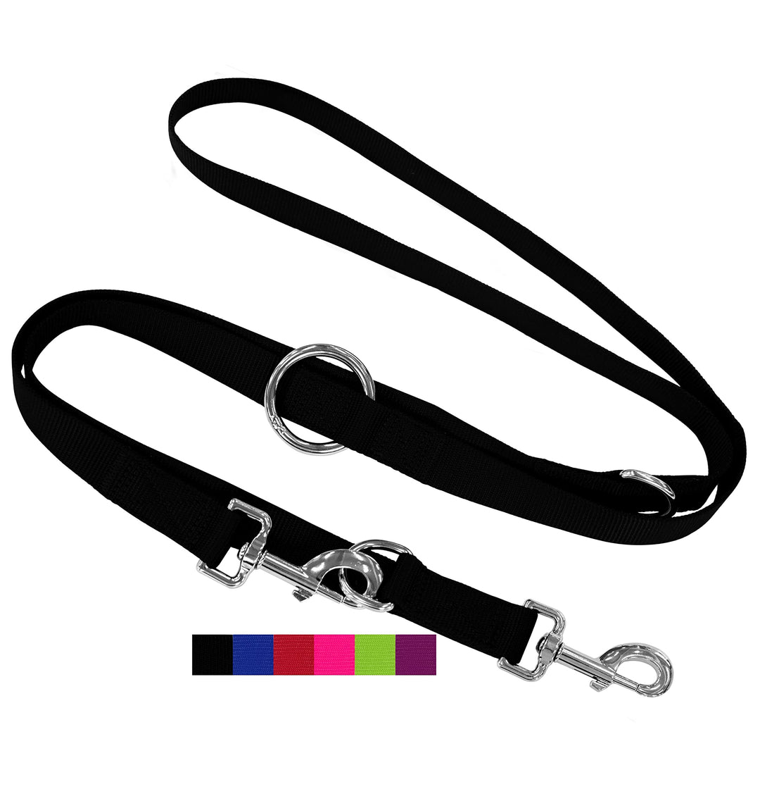 DEY - Premium Hundeleine Nylon 2m | 3fach Verstellbar | für Kleine, Mittelgrosse u. Grosse Hunde | v