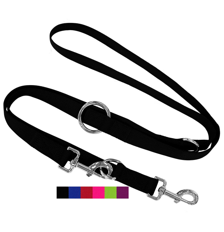 DEY - Premium Hundeleine Nylon 2m | 3fach Verstellbar | für Kleine, Mittelgrosse u. Grosse Hunde | v