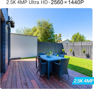 ctronics 2.5K 4MP Überwachungskamera Aussen WLAN, 2560×1440P PTZ WiFi 2,4/5GHz IP Kamera Outdoor mit