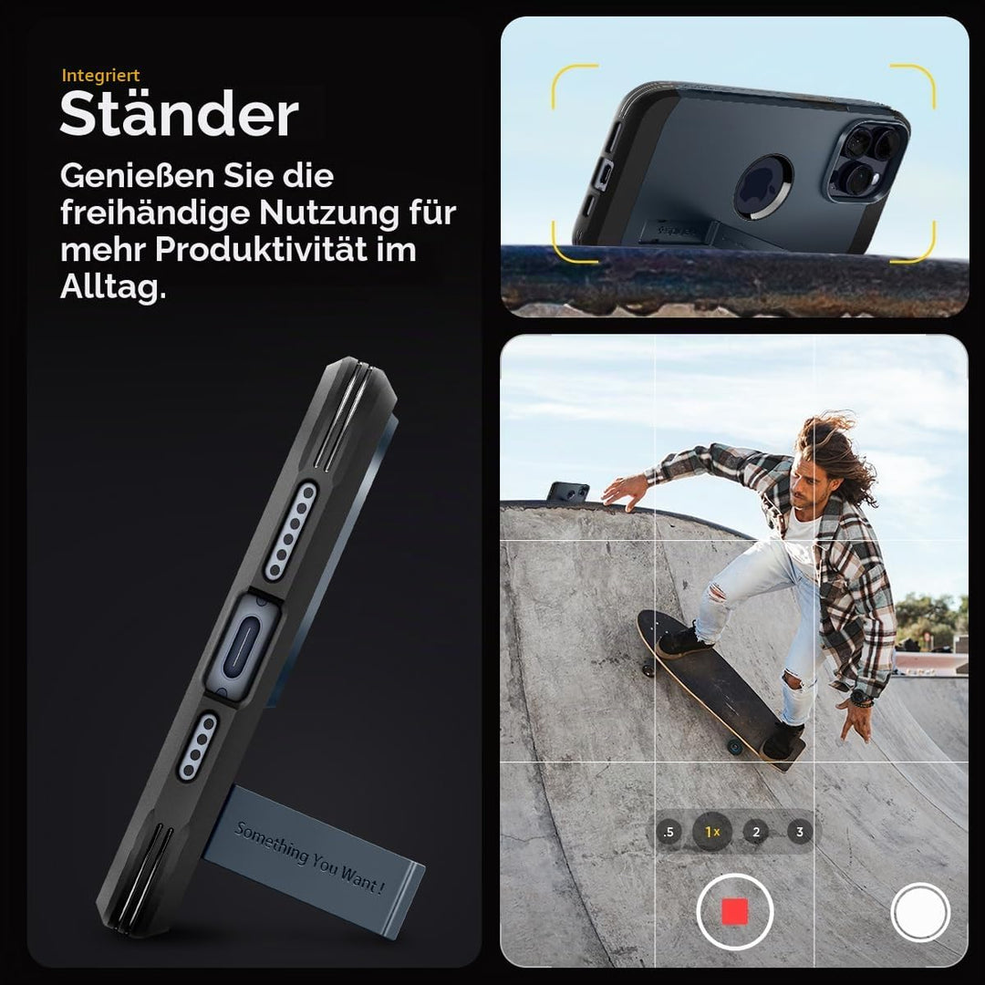 Spigen Hülle für iPhone 15 Pro Max Tough Armor MagFit Kompatibel mit MagSafe -Metal Slate, Metal Sla