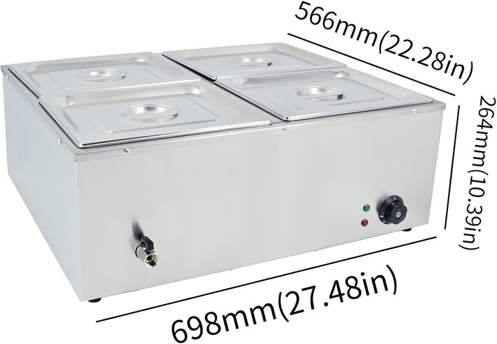 TAIMIKO Elektrisches Maria-Badezimmer, Edelstahl, 220 V, professionell, mit 4 Behältern, für Frühstü