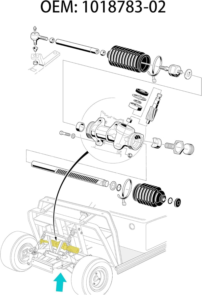 10L0L Golfwagen-Lenkgetriebe für Golf Cart Club Car DS 1984–2004, OEM-Nr. 101878302 1012452