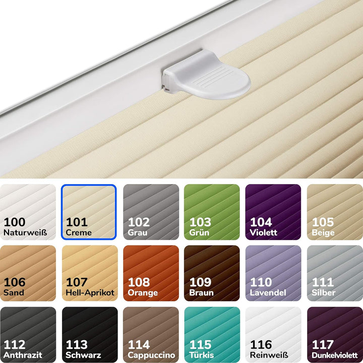 SchattenFreude Klemmfix-Plissee für Fenster | Mit Klemm-Haltern | Ohne Bohren | Creme, Breite: 150cm