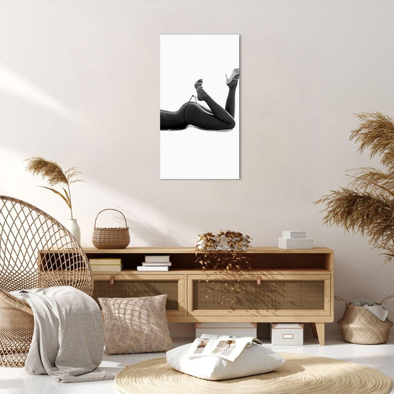 Bilder auf Leinwand 55x100cm Leinwandbild mit Rahmen Frau Akt Pose Gross Wanddeko Bild Schlafzimmer