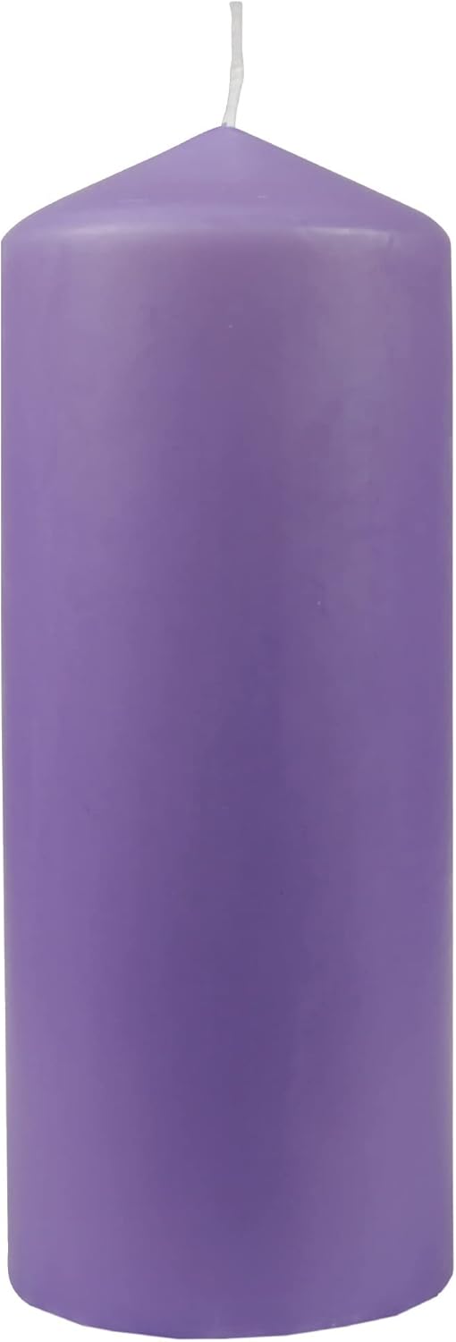 Stumpenkerzen Wachskerzen Ø8cm x 20cm (3er Pack) Violett - Lange Brenndauer, Hergestellt in EU, Kerz