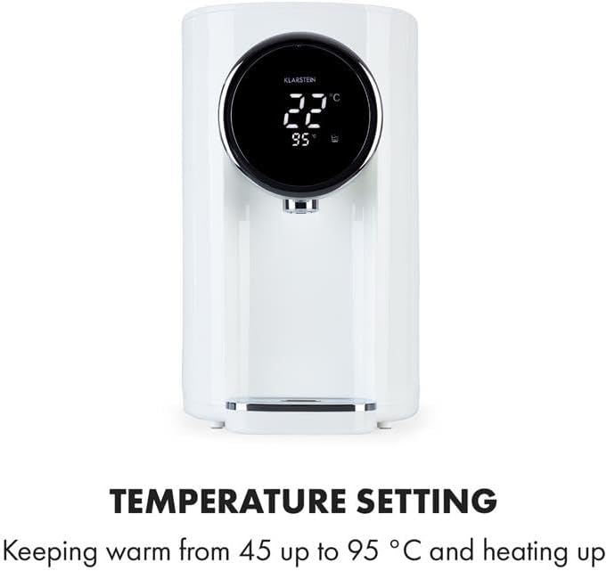 Klarstein Hot Spring Plus Heisswasserspender, Wassertank: 5 Liter, grosses LCD-Display, Temperaturen