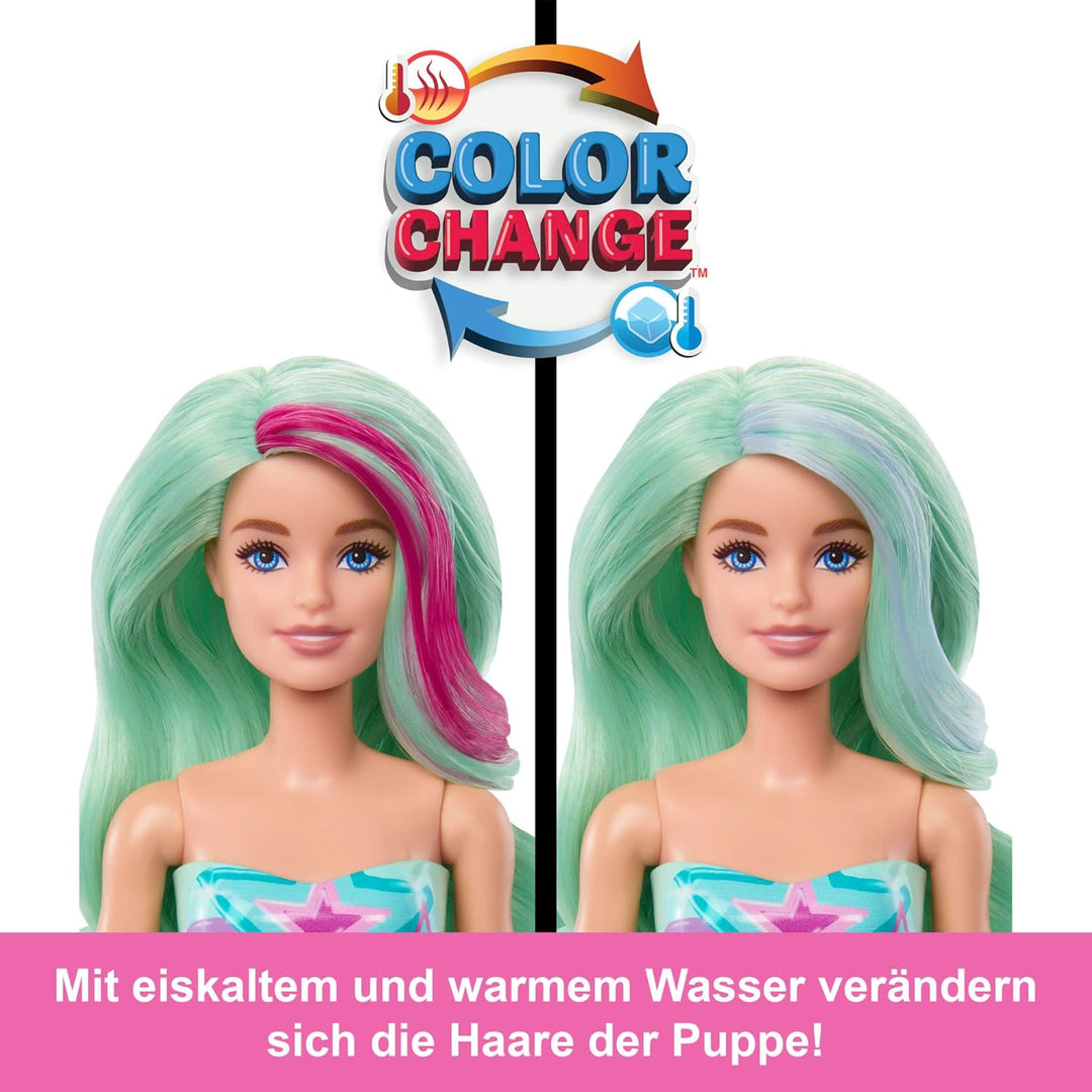 Barbie Color Reveal-Puppe und Zubehörteile mit 6 Überraschungen zum Auspacken, Meerjungfrauen-Serie