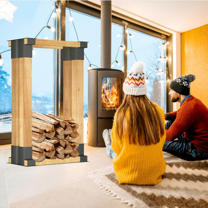 XMTECH Verzinkt Holzstapelhilfe, Stabile Holzstapelhalter für Kaminholz Brennholz Stapelhilfe Feuerh