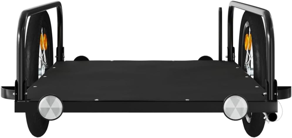 Mangloder Fahrradanhänger Schwarz 135x70x Eisen mit, Deichsel, Sicherheitsflagge, faltbar, ideal für