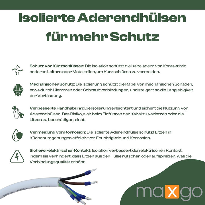 netbote24® Herdanschlusskabel 2m H05VV-F 5x2,5 Kabel Herd Anschlusskabel Anschluss-Set für Backöfen