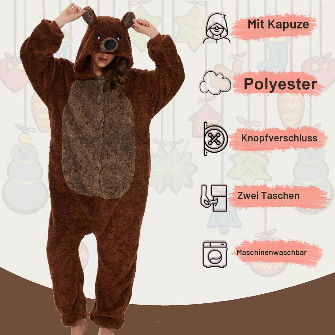 LATH.PIN Pyjamas Jumpsuit Panda Unisex Erwachsene Tier Onesie Cosplay Halloween Karneval Kostüme Dam