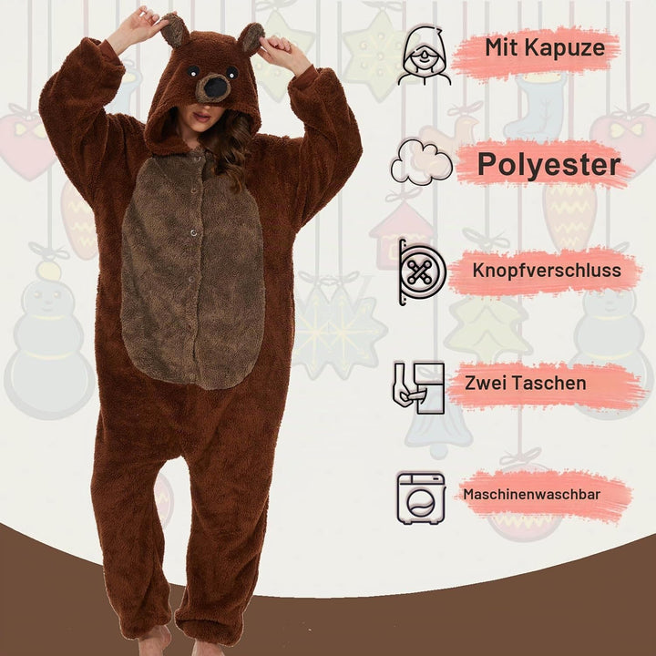 LATH.PIN Pyjamas Jumpsuit Panda Unisex Erwachsene Tier Onesie Cosplay Halloween Karneval Kostüme Dam