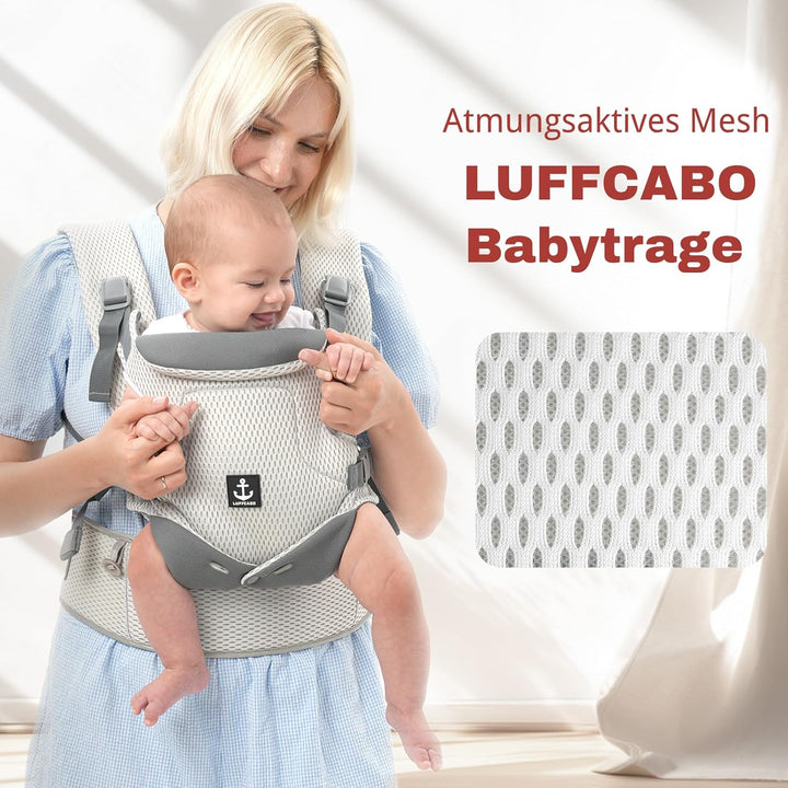 Mesh Babytrage, Atmungsaktive Kindertrage, Ergonomische Babytrage ab 5 Monaten, Baby Trage nach der