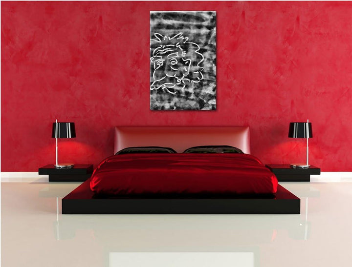 Pixxprint Albert Einstein / 100x70cm Leinwandbild bespannt auf Holzrahmen/Wandbild Kunstdruck Dekora