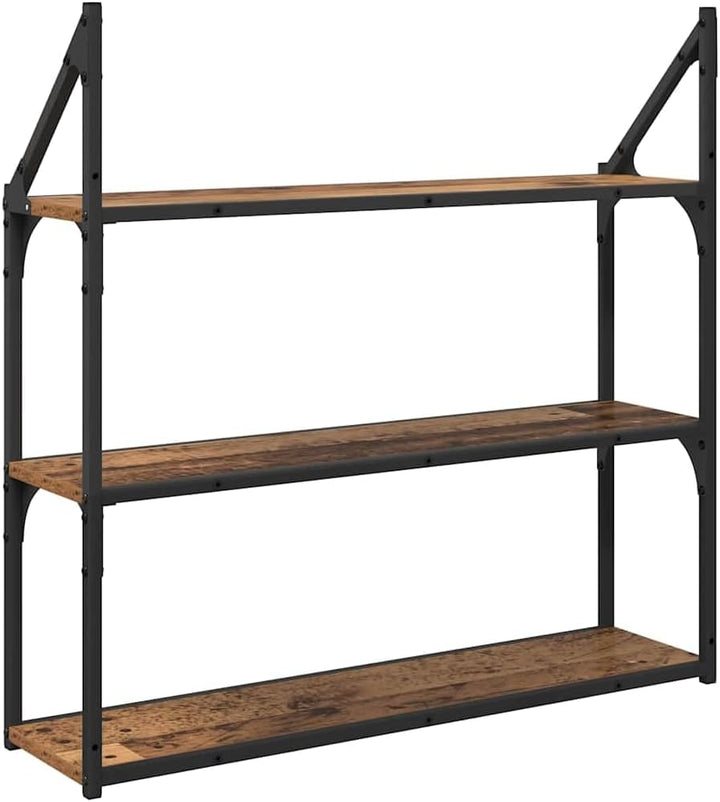 vidaXL Wandregal mit Regal Altholz 80 x 21 x 78,5 cm Holzwerkstoff, Moderne, rechteckige Wandregale,