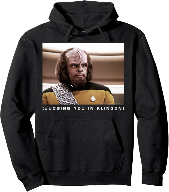 Star Trek: The Next Generation Worf Judging You In Klingon Pullover Hoodie