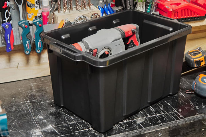Iris Ohyama Heavy Duty Organisation Boxes, 21L, 4er-Set, Rot, Kompakt, Robust, Stapelbar, Aufbewahru