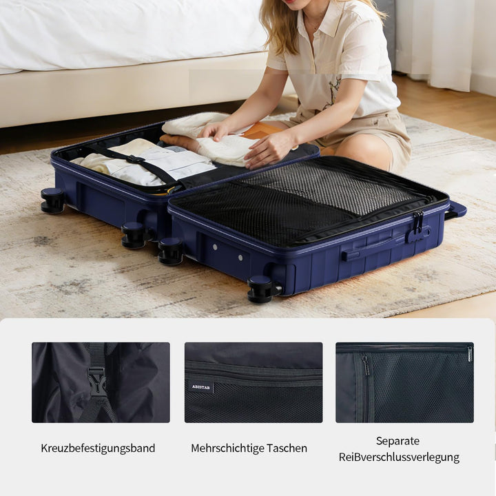 Koffer Set 3-teilig, Leicht Hartschalenkoffer aus PP, Koffer &amp; Trolleys, Mariner Reisekoffer mit 4 R