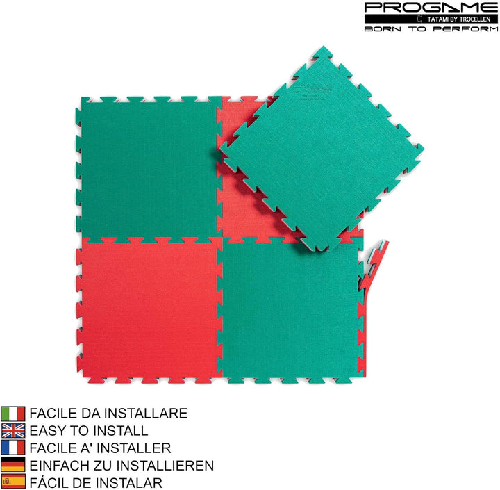 ProGame Kit 8 Stück Tatami Matte 4 cm PERFORMANCE-HOME 50x50 cm Judomatte Grün/Rot