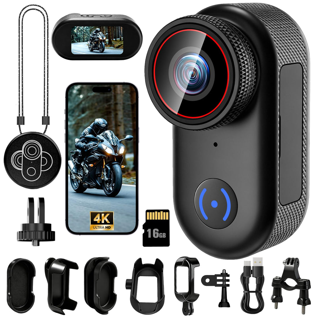 LXMIMI Action Kamera WiFi 4k, Magnetische Mini Action Kamera mit 1,47 Zoll Display, 16G WiFi Action