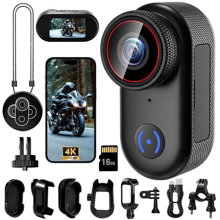 LXMIMI Action Kamera WiFi 4k, Magnetische Mini Action Kamera mit 1,47 Zoll Display, 16G WiFi Action