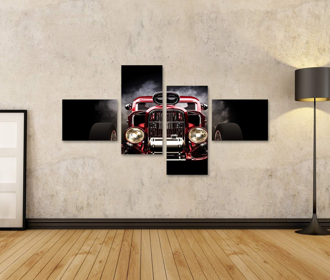 islandburner Bild auf Leinwand Hotrod Mit Rauch Hintergrund 3D Modell Bilder Wandbilder Poster Leinw