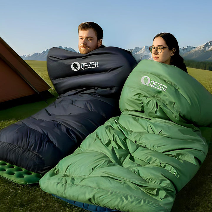 XXL Daunenschlafsack 3-4 Jahreszeiten extra grosser Schlafsack 230cm x100cm, leicht und warm Daunen